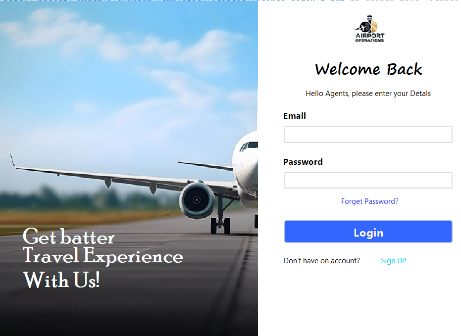 Secure login screen for AeroDesk