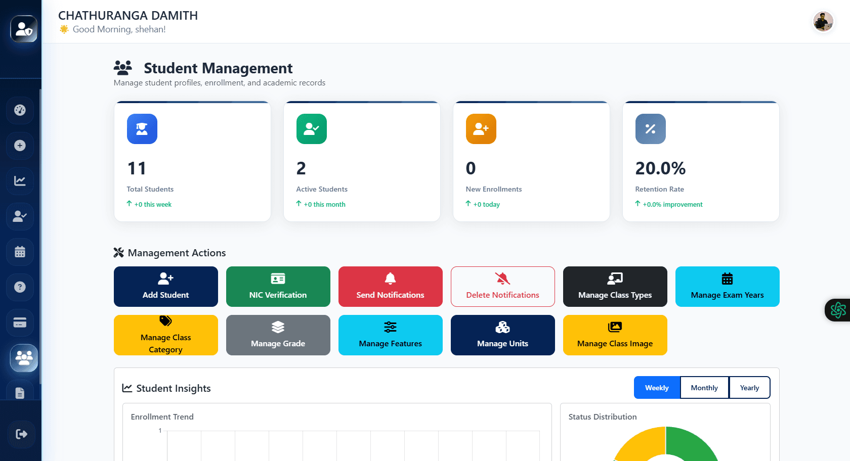 LMS student profile and growth analytics interface